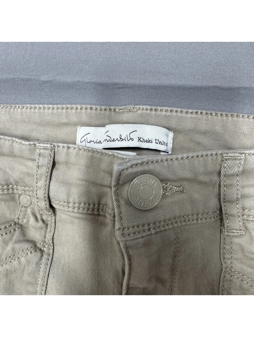 Gloria Vanderbilt Womens Cargo Utility Pants Cotton Stretch Solid Size 10 Beige